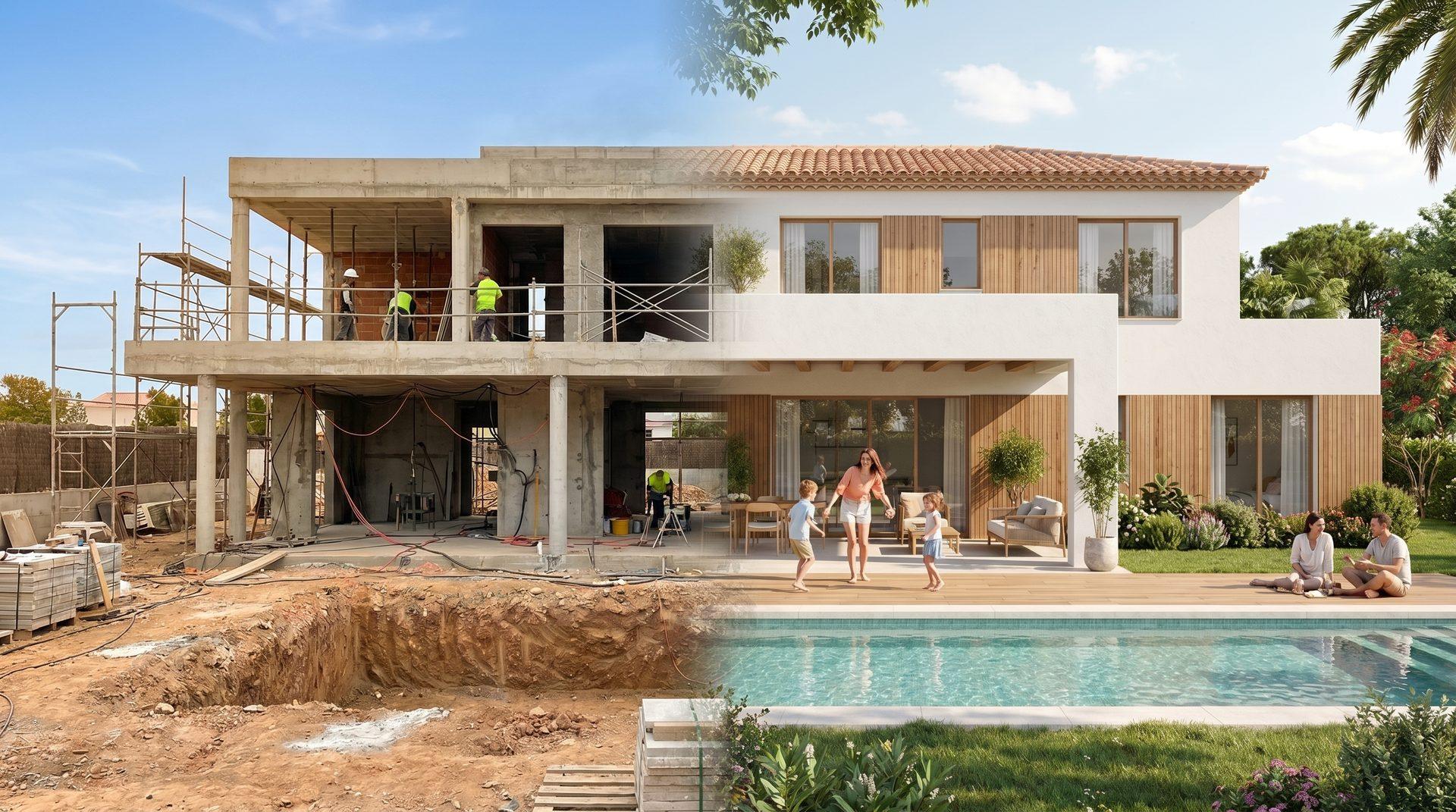 Vivienda unifamiliar en construcción y terminada con piscina — Arte San Francisco SL